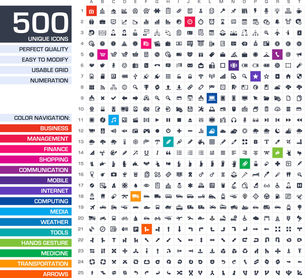 500 icons set. - Vector, Image