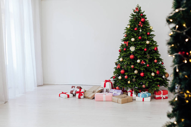 Interior on New Year holiday gifts Christmas tree decor - Fotografie, Obrázek