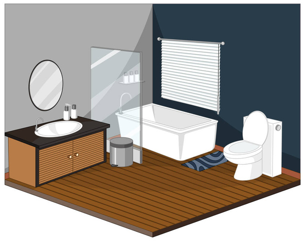 家具イラスト付きのバスルームのインテリア - ベクター画像