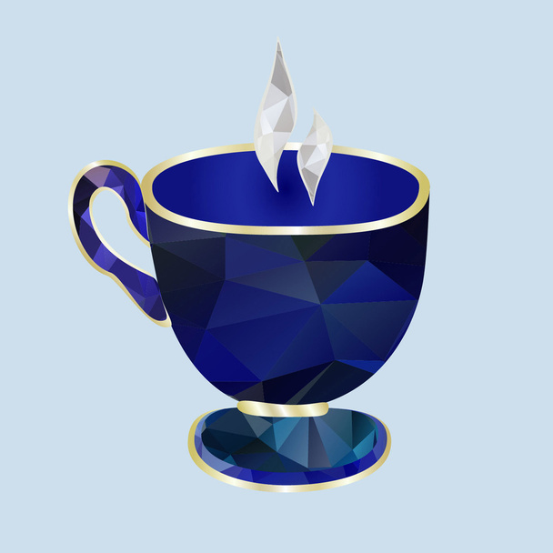 polygonal blue cup - Vector, Image