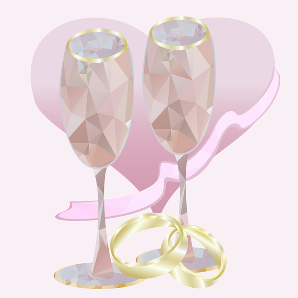 Wedding polygonal glasses - Διάνυσμα, εικόνα