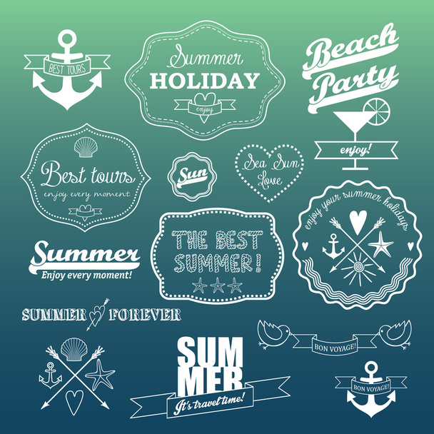 White elements for Summer calligraphic designs. - Vector, Image