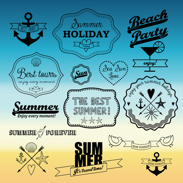 Black elements for Summer calligraphic designs. - Vector, Image