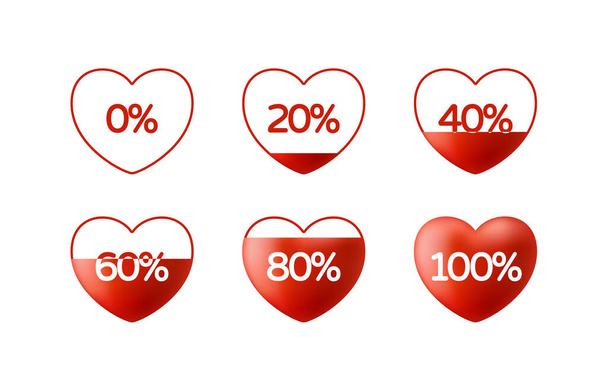 Love customer review feedback 5 Hearts rating or ranking concept. Vector illustration Heart Shape Filled With Love - Vector, Imagen