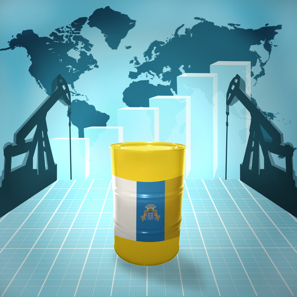 το βαρέλι πετρελαίου με σημαία των Καναρίων Νήσων - Φωτογραφία, εικόνα