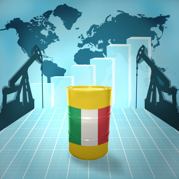Нефтяная бочка с итальянским флагом
 - Фото, изображение