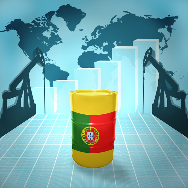 Barril de petróleo con bandera portuguesa
 - Foto, imagen