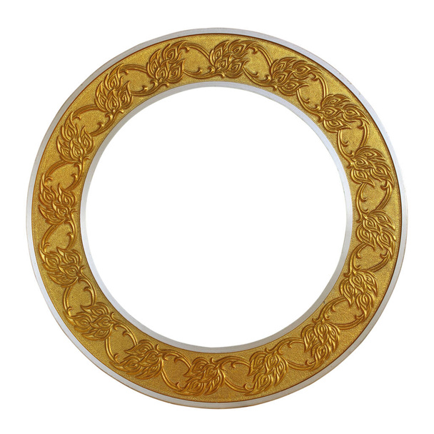 Cadre cercle d'or sur fond blanc isolé. - Photo, image