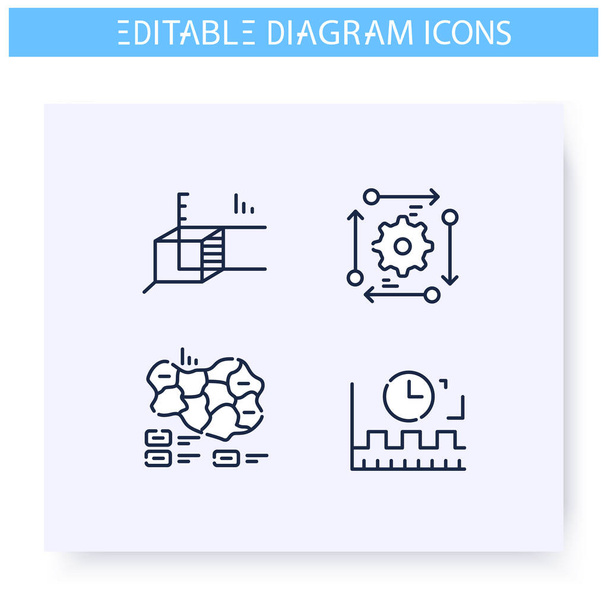 Diagrams line icons set. Editable illustrations - Vector, Image