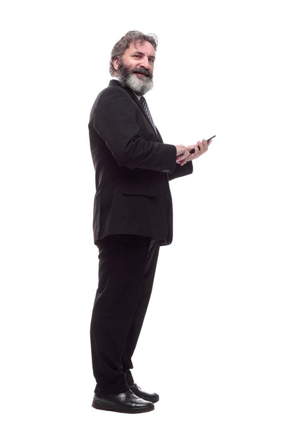 bearded business man reading his mail. isolated on a white - Valokuva, kuva