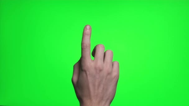 4K man dotykowy gesty ekranu na zielonym ekranie. - Materiał filmowy, wideo