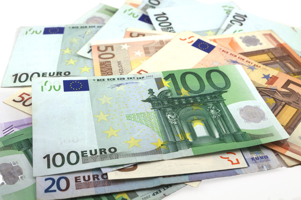 Euro paper on white background - Фото, изображение