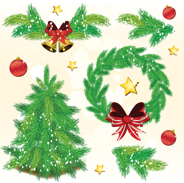Pine tree Christmas design elements - Vector, Image