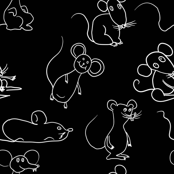 Seamless background with sketch mouse paper or background. - Vector, Image