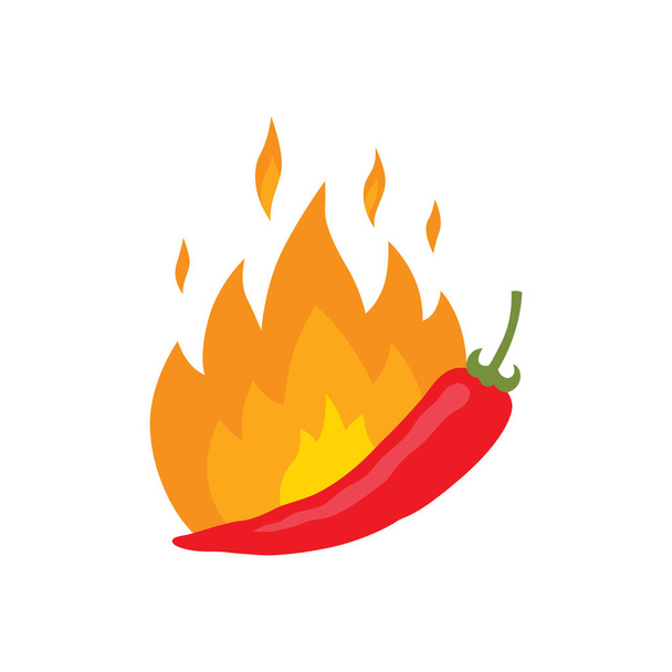 Hot chili pepper in fire. Vector illustration isolated. - Vector, afbeelding
