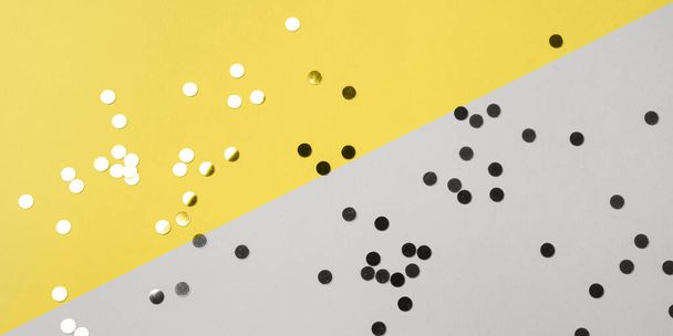 Fond lumineux jaune et gris confettis - Photo, image