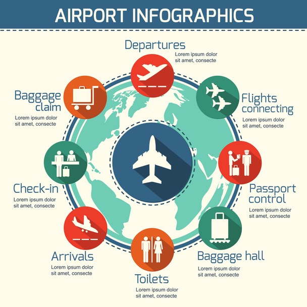 repülőtér infographic koncepció - Vektor, kép
