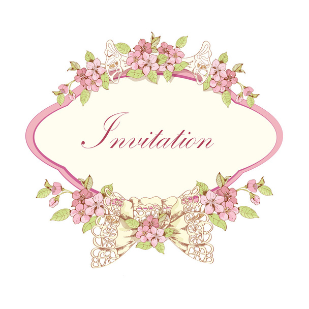 Blooming cherry invitation - Vector, Image