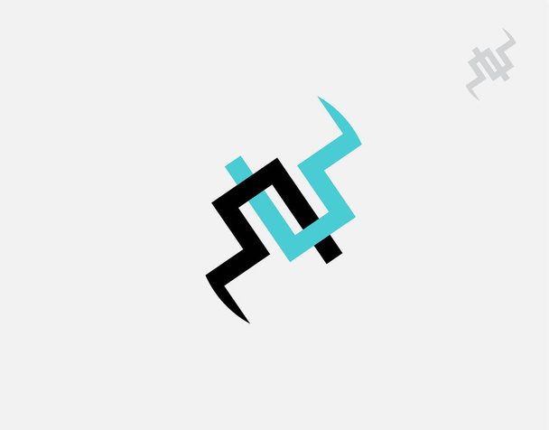 Logotipo da letra N e U Energia sobre fundo branco na ilustração vetorial - Vetor, Imagem