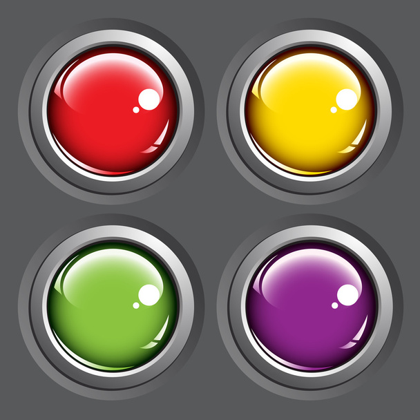 gri arka plan üzerinde renkli düğmeler - Vektör, Görsel