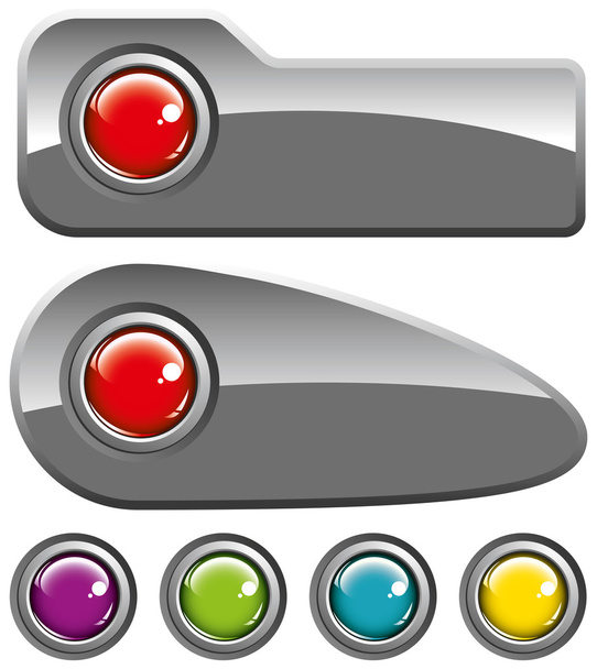 kolorowe przyciski na szarym tle - Wektor, obraz