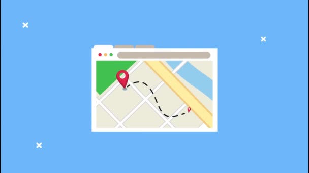 delivery logistic service with map guide in webpage template and pin location - Footage, Video