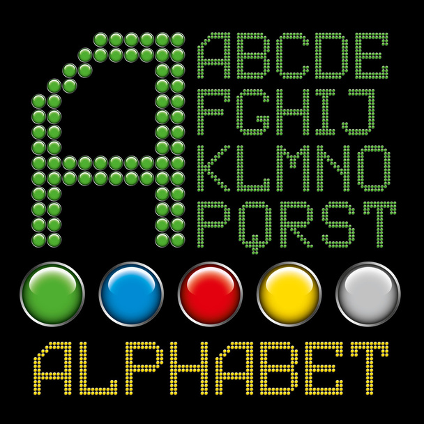 Green buttons letters alphabet - Vector, Image