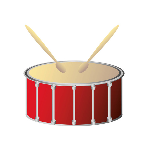 drum with sticks percussion musical instrument detailed icon - Vector, Image