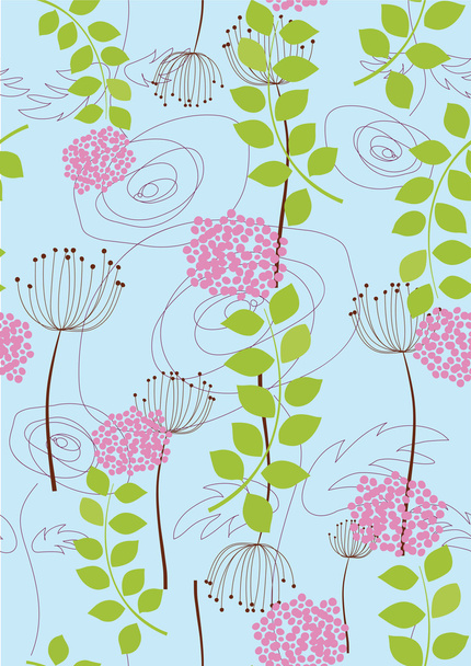 Rose, dandelion and flower wallpaper - Vector, Image
