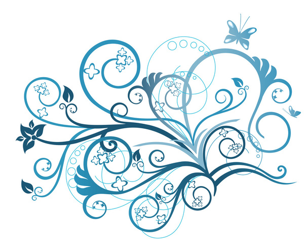 Turquoise floral design element - Vector, Image