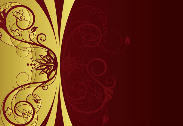 金と赤の花のカバー デザイン - ベクター画像