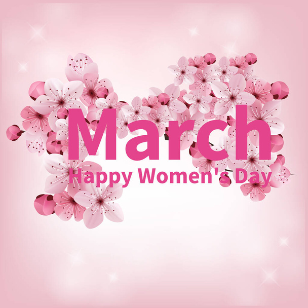 Abstraktes rosa Blumengrüßkarte - Internationaler Glücklicher Frauentag - 8. März Feiertag Hintergrund mit Papierschnitt Frame Flowers. - Vektor, Bild