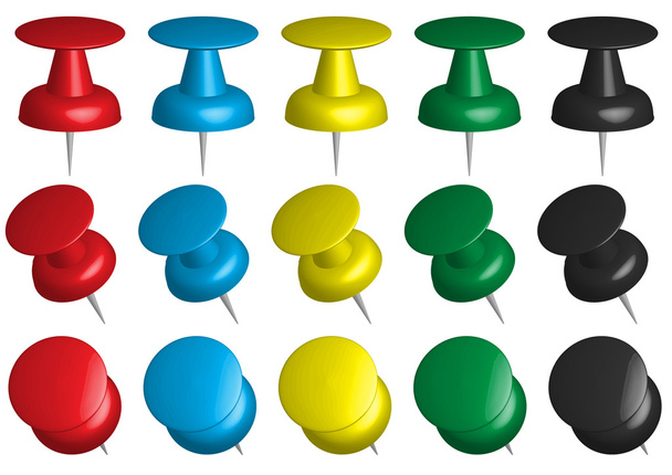 Set of Color Pushpins - Vector, Image