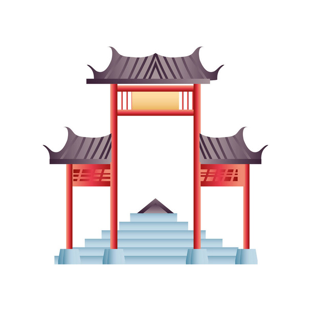 ταξίδι Ιαπωνικά διάσημα αξιοθέατα torii πύλη εικονίδιο εικόνα λευκό φόντο - Διάνυσμα, εικόνα