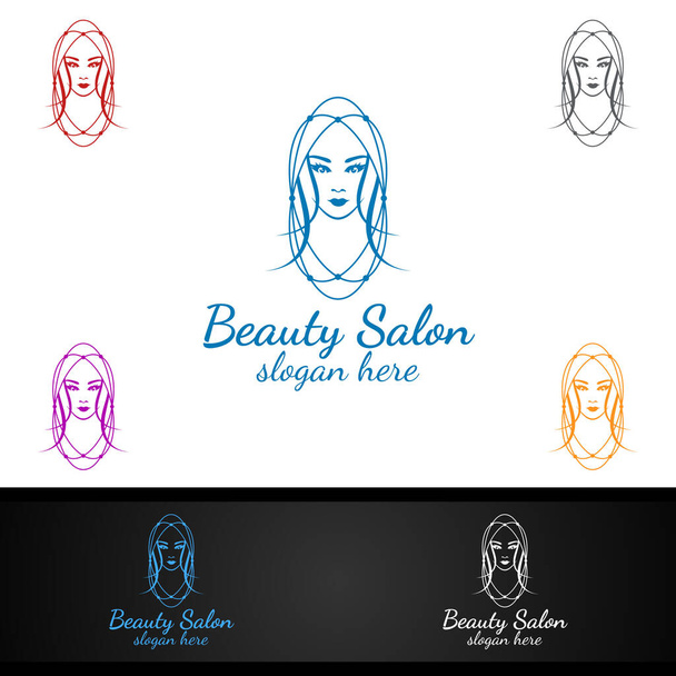 Logo Salon Fashion dla Fryzjera Piękna, Kosmetyki, lub Boutique Design - Wektor, obraz