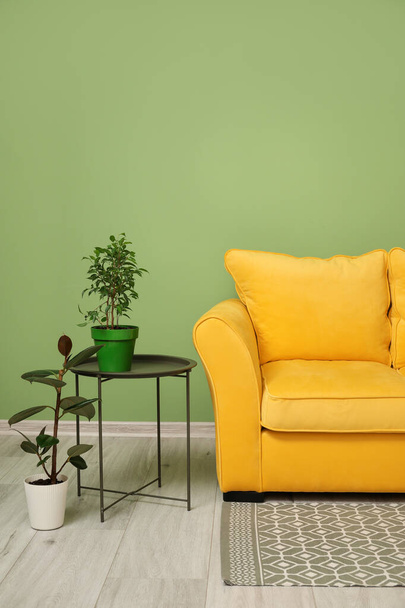 居心地の良いソファ付きのお部屋のスタイリッシュなインテリア - 写真・画像