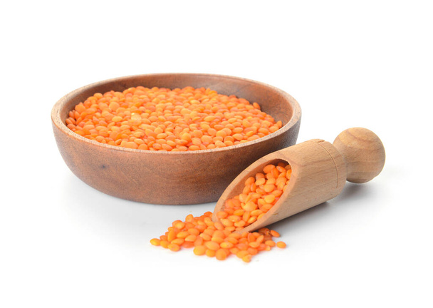 Red lentils on white background - Photo, Image