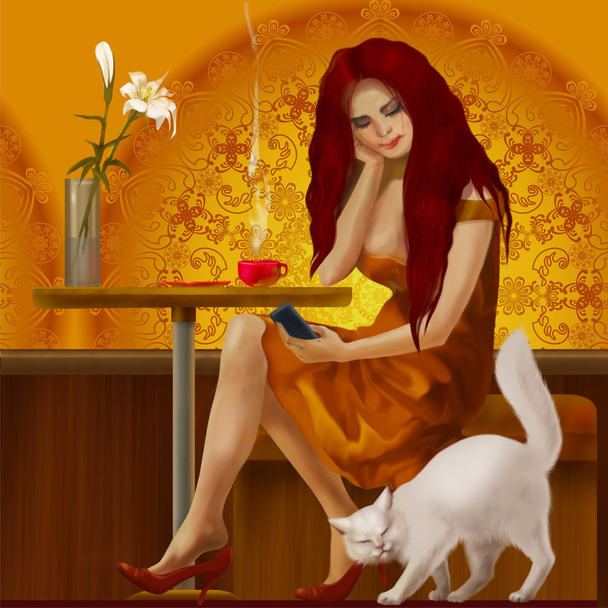 girl in cafe  - Foto, Bild