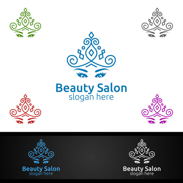 Salon Fashion Logo kauneus kampaaja, kosmetiikka, tai Boutique Design - Vektori, kuva