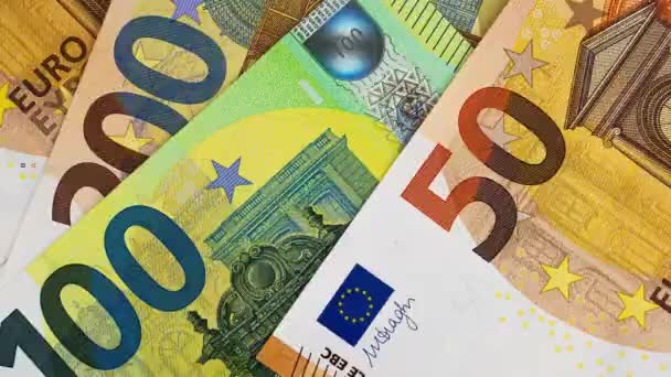 Euro banknotları, Avrupa para birimi. Para duraksamada - Video, Çekim