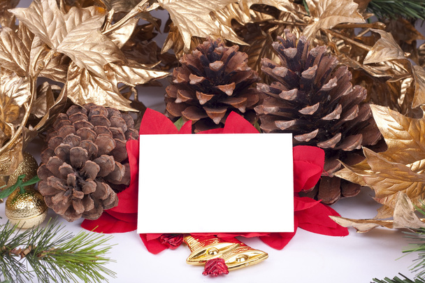 Christmas decorations with blank card - Photo, Image