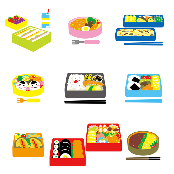Japanese BENTO, box lunch, bento box - Vector, Image