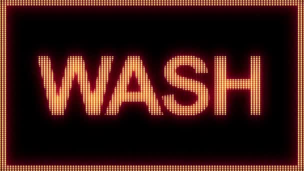 Coronavirus, Covid-19 waschen Sie Ihre Hände Nachricht im Stil eines Verkehrswarnschildes am Straßenrand. Full HD, Gesundheitswesen in Schleifen und medizinischer Bewegungshintergrund. - Filmmaterial, Video