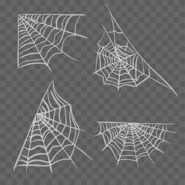 Spiderweb of spinnenweb spinnenweb op muur hoek vector geïsoleerde pictogrammen - Vector, afbeelding
