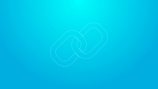 Růžová čára Řetězec ikona izolované na modrém pozadí. Linka jedna. Symbol řetězce hypertextových odkazů. Grafická animace pohybu videa 4K - Záběry, video