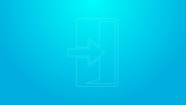 Růžová čára Ohnivý východ ikona izolované na modrém pozadí. Ikona nouzového požáru. Grafická animace pohybu videa 4K - Záběry, video