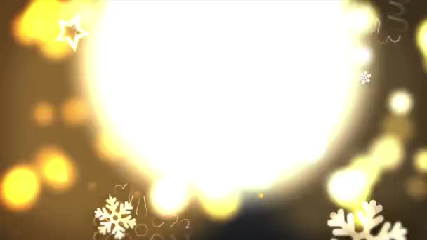 Buon Natale e sfondo di Natale. Animazione video loop senza soluzione di continuità. Carino animazione di Buon Natale lettering con albero di Natale e fiocchi di neve che cadono. Buon Natale e regali di Natale sfondo. - Filmati, video