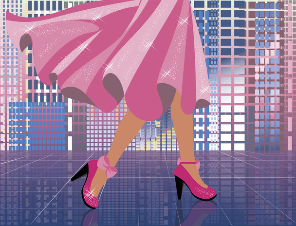 Fashion woman in city, vector illustration - Vector, Image