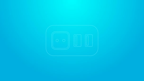 Εικόνα ηλεκτρικής εξόδου σε μπλε φόντο. Υποδοχή ρεύματος. Το σύμβολο της Ροζέτας. 4K Γραφική κίνηση κίνησης βίντεο - Πλάνα, βίντεο