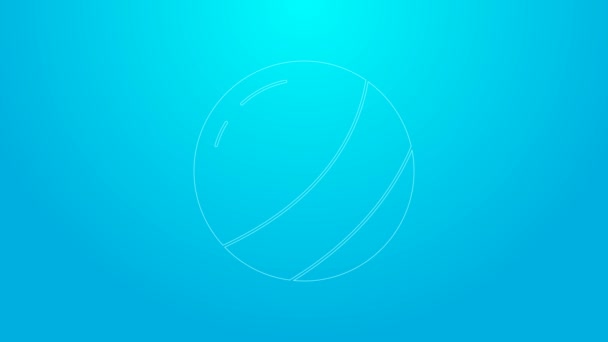 Розовая линия Пляжный мяч иконка изолирована на синем фоне. Детская игрушка. Видеографическая анимация 4K - Кадры, видео